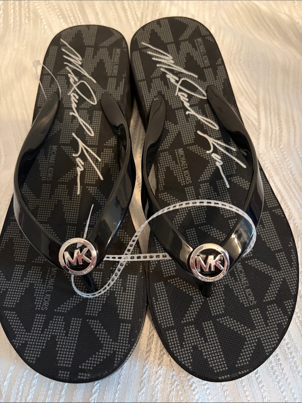 Michael Kors Black Logo Jelly Thong Sandals